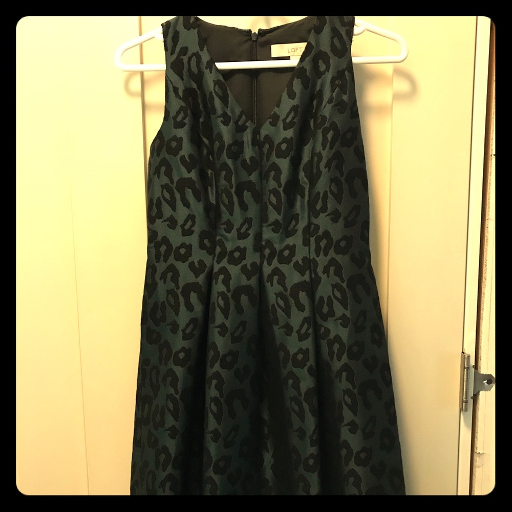 Ann Taylor Loft dark green leopard print dress